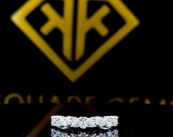Anello per anniversario con diamanti di laboratorio, taglio marquise e rotondo, CVD
