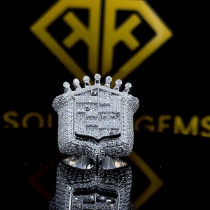 Anillo helado, Anillo de moissanita de corte redondo personalizado, Anillos de rapero de moissanita VVS helados de plata 925, Anillo de compromiso de anillo de hip hop para hombre para regalo