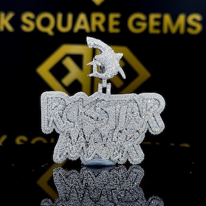 Colgante de moissanita personalizado, colgante con letra personalizada de moissanita VVS, colgante de moissanita VVS, colgante de moissanita de plata estilo hip hop, joyería para hombres