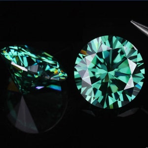 Vivid Green Loose Moissanite Diamond Round Cut 5.00 to 12.00 MM VVS Use for Jewelry-0.40 to 5.45 Carat Green Moissanite Diamond-Round Cut