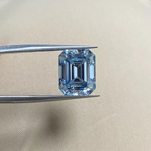Vivid Blue Color VVS Emerald Cut VVS1 Quality Moissanite Loose Gemstone By Excellent Cut Best Use For Making Jewelry