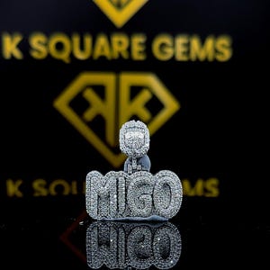 Colgante de hip hop con letras personalizadas, personalice su carta de la suerte, colgante de número de hip hop para hombres, colgante de moissanita, joyería de hip hop Ice Out