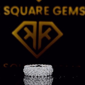 Men&#39;s or Women&#39;s Moissanite Honeycomb Set Eternity Band Wedding Ring PASSES DIAMOND Tester, Solid 925 Sterling Silver Hip Hop Ring