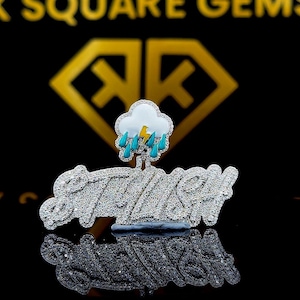 Pingente de Hip Hop com Letra Personalizada, Personalize Sua Letra da Sorte, Pingente de Nome de Hip Hop Masculino, Pingente de Moissanite, Joias de Hip Hop Ice Out