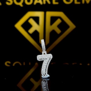 Colgante de hip hop personalizado con números del 1 al 9, colgante con dije, colgante de hip hop para hombre, colgante de moissanita, joyería de hip hop Ice Out, plata de ley 925