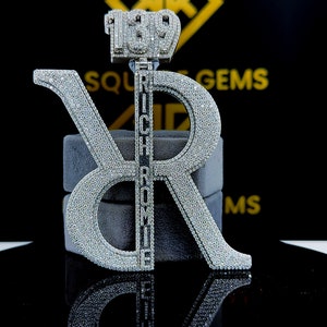 Pingente de número personalizado de hip hop, personalizado sua letra da sorte, pingente de número de hip hop masculino, pingente de moissanite, joias de hip hop com gelo