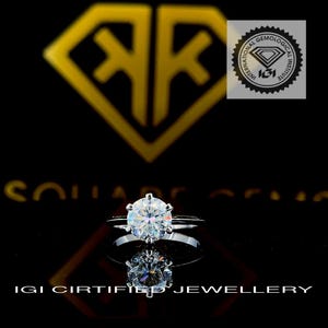 2.30 Carat IGI CERTIFIED F Color VS1 Clarity Round Brilliant Excellent Cut Lab Diamond Solitaire Engagement Ring, 6 Prong 14k White Gold