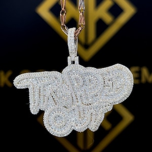 Custom Moissanite Pendant, VVS Moissanite Custom Letter In Pendant, VVS Moissanite Pendant, Silver Hip Hop Moissanite Pendant, Men's Jewelry