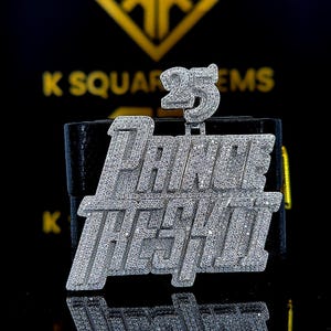 Pingente de letra personalizada de hip hop, pingente de logotipo personalizado, pingente de número de hip hop masculino, pingente de moissanita, joias de hip hop Ice Out, prata 925