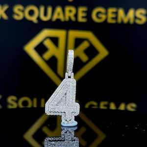 Colgante de hip hop personalizado con números del 1 al 9, colgante con dije, colgante de hip hop para hombre, colgante de moissanita, joyería de hip hop Ice Out, plata de ley 925