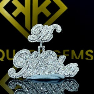 Colgante de hip hop con letra personalizada, nombre personalizado, colgante de número de hip hop para hombre, colgante de moissanita, joyería de hip hop Ice Out, plata 925