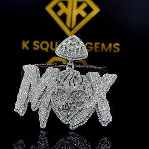 Custom Letter Hip Hop Pendant, Initial Letter Pendant, Men&#39;s Hip Hop Letter Moissanite Pendant, Ice Out Hip Hop Jewelry, 925 Sterling Silver