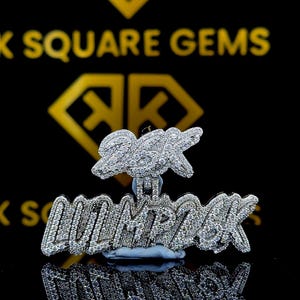 Pingente de Hip Hop com Letra Personalizada, Personalize Seu Nome de Sorte, Pingente de Número de Hip Hop Masculino, Pingente de Moissanite, Joias de Hip Hop Ice Out, Prata 925