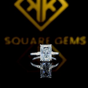 Hidden Halo Radiant Cut Engagement Ring 3.40 CT Radiant Moissanite Ring 14K Gold Wedding Ring, Anniversary Ring Gift For Her