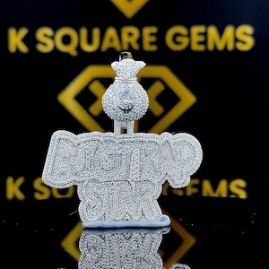 Colgante de moissanita personalizado, colgante con letra personalizada de moissanita VVS, colgante de moissanita VVS, colgante de moissanita de plata estilo hip hop, joyería para hombres