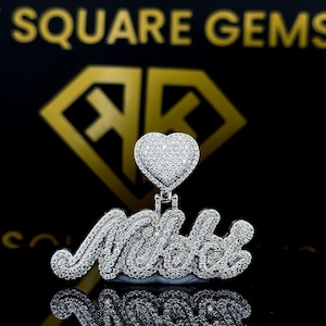 Pingente de Hip Hop com Letra Personalizada, Personalize Seu Nome de Sorte, Pingente de Número de Hip Hop Masculino, Pingente de Moissanite, Joias de Hip Hop Ice Out, Prata 925