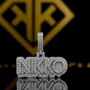Pingente de letra hip hop personalizado, personalize sua letra da sorte, pingente pequeno de número hip hop, pingente de moissanita, joias hip hop Ice Out
