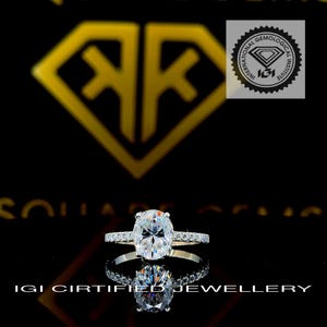 1.20 Ct E VS1 Clarity IGI CERTIFIED Oval Cut Lab Grown Diamond Solitaire Hidden Halo Engagement Ring Side Round Diamonds 14k White Gold