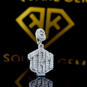 Colgante de hip hop con número personalizado, colgante con dije, colgante de hip hop con número para hombre, colgante de moissanita, joyería de hip hop Ice Out, plata de ley 925