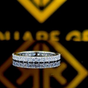 14k Solid Gold Genuine Moissanite Diamond FULL Eternity Band Wedding Band Stack Ring For Women All Widths Best Prices Anywhere!