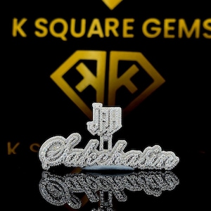 Pingente de Hip Hop com Letra Personalizada, Personalize Sua Letra da Sorte, Pingente de Número de Hip Hop Masculino, Pingente de Moissanite, Joias de Hip Hop Ice Out