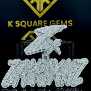 Pingente de Hip Hop com Letra Personalizada, Personalize Seu Nome de Sorte, Pingente de Número de Hip Hop Masculino, Pingente de Moissanite, Joias de Hip Hop Ice Out, Prata 925