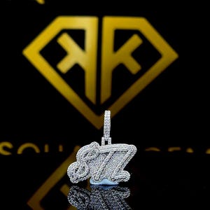 Pingente de letra hip hop personalizado, personalize sua letra da sorte, pingente pequeno de número hip hop, pingente de moissanita, joias hip hop Ice Out