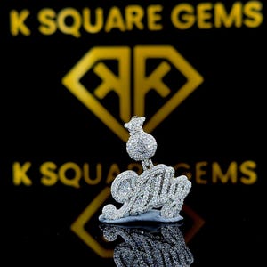 Pingente de Hip Hop com Número Personalizado, Personalize Sua Letra da Sorte, Pingente Pequeno de Número de Hip Hop, Pingente de Moissanita, Joia de Hip Hop Ice Out