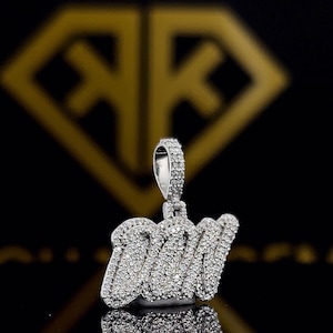Custom Moissanite Letter Pendant: Sterling Silver Hip Hop Jewelry image 3