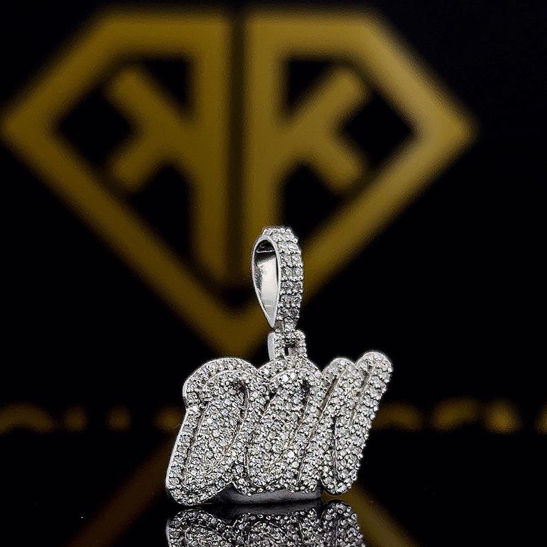 Custom Moissanite Letter Pendant: Sterling Silver Hip Hop Jewelry image 3