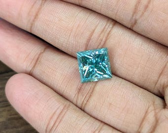 Princess Cut Moissanit Blau: VVS1 Edelstein, 1-5 Karat