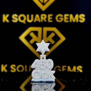 Pingente de Hip Hop com Número Personalizado, Personalize Sua Letra da Sorte, Pingente Pequeno de Número de Hip Hop, Pingente de Prata Moissanite, Joias de Hip Hop Ice Out