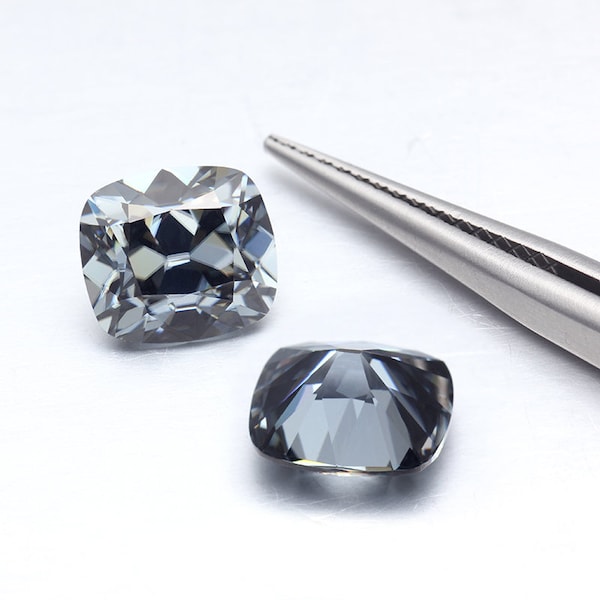 Grey Old Mine Cushion Cut Moissanite: Unique Loose Gemstone