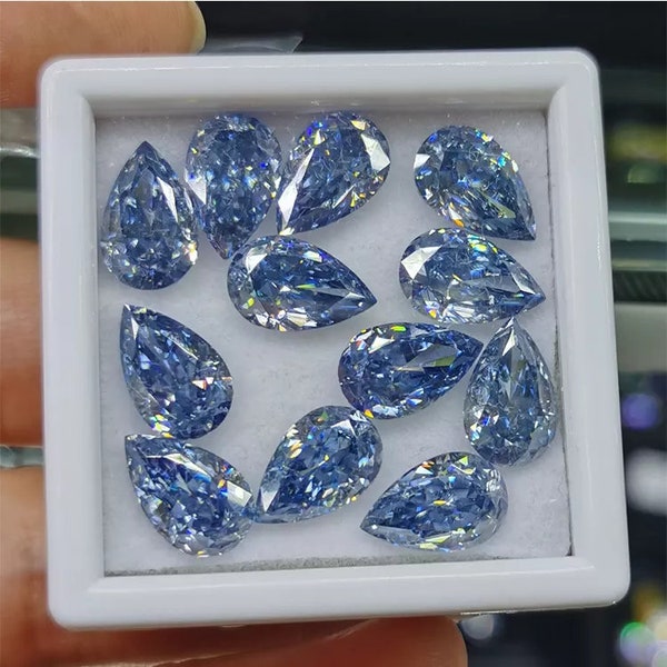 Ocean Blue Color VVS Pear Cut VVS1 Quality Moissanite Loose Gemstone By Excellent Cut Best Use For Making Jewelry