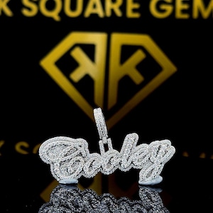 Pingente de Hip Hop com Letra Personalizada, Personalize Sua Letra da Sorte, Pingente de Número de Hip Hop Masculino, Pingente de Moissanite, Joias de Hip Hop Ice Out