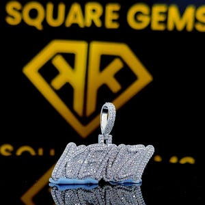 Colgante de hip hop con letras personalizadas, personalice su carta de la suerte, colgante de número de hip hop para hombres, colgante de moissanita, joyería de hip hop Ice Out