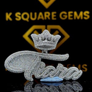Pingente de hip hop com nome ou letra da sorte personalizado, pingente de berloque, pingente masculino e feminino, pingente de moissanita, joia de hip hop Ice Out, presente para ela