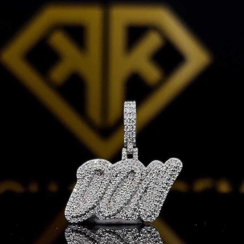 Custom Moissanite Letter Pendant: Sterling Silver Hip Hop Jewelry image 2