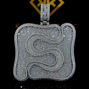 Custom Moissanite Pendant, Men&#39;s Jewelry, Rapper Men&#39;s Pendant, 925 Sterling Silver Hip Hop Moissanite Pendant, Iced Out Diamond Pendant
