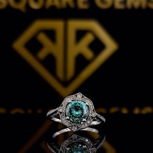 Vintage Art Deco 14K White Gold Moissanite Engagement Ring