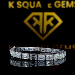 Bransoletka tenisowa z diamentami Moissanite w szlifie szmaragdowym, D VVS1 Moissanite, Pass Diamond Tester, 7-calowa bransoletka dla mężczyzn/kobiet, srebro próby 925