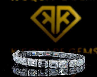 Pulsera de tenis con diamantes y moissanita de talla esmeralda, moissanita D VVS1, probador de diamantes aprobado, pulsera de 7 pulgadas para hombres y mujeres, plata de ley 925