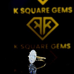 4.10 Ct Elongated Oval Moissanite Solitaire Ring: 14K Yellow Gold image 2