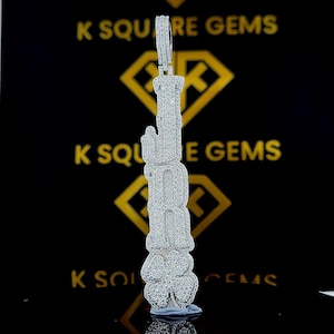 Pingente de Hip Hop com Número Personalizado, Personalize Sua Letra da Sorte, Pingente de Número de Hip Hop Masculino, Pingente de Moissanite, Joias de Hip Hop Ice Out