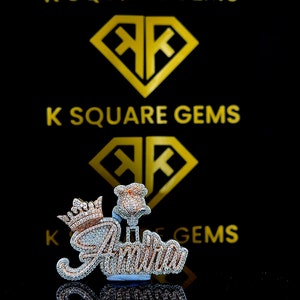 Pingente personalizado com nome ou letra da sorte, pingente de hip hop, pingente feminino, pingente de moissanite, joias de hip hop com gelo, presente para ela