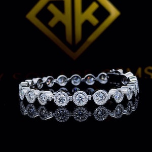 Bransoletka Iced Out Moissanite Bransoletka Halo Style Bransoletka Srebrna Biżuteria Hip Hop Bransoletka Okrągła Bransoletka Moissanite Diamentowa