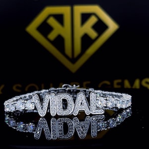 Bransoletka Iced Out Moissanite Bransoletka w stylu tenisowym Bransoletka srebrna Biżuteria hip-hopowa Bransoletka z okrągłym cięciem Bransoletka z diamentami Moissanite