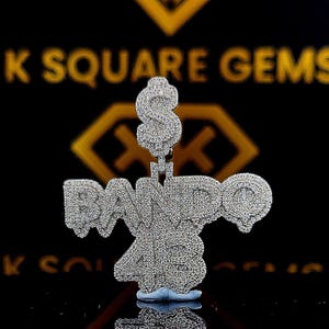 Colgante de hip hop con letras personalizadas, personalice su carta de la suerte, colgante de número de hip hop para hombres, colgante de moissanita, joyería de hip hop Ice Out