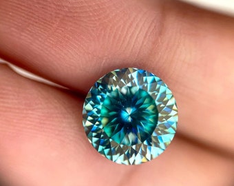 Blue Moissanite Stone: 1-5 CT Portuguese Cut, Crushed Brilliance
