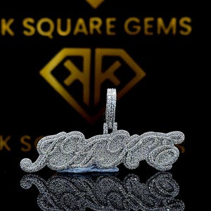 Pingente de Hip Hop com Letra Personalizada, Personalize seu Nome da Sorte, Pingente de Hip Hop Masculino, Pingente de Moissanite, Joia de Hip Hop Ice Out, Todas com Letras Maiúsculas